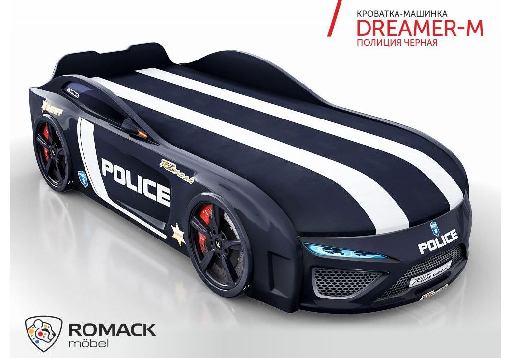 Детская кровать машина Berton big Police для мальчика Romack Moscow.ru